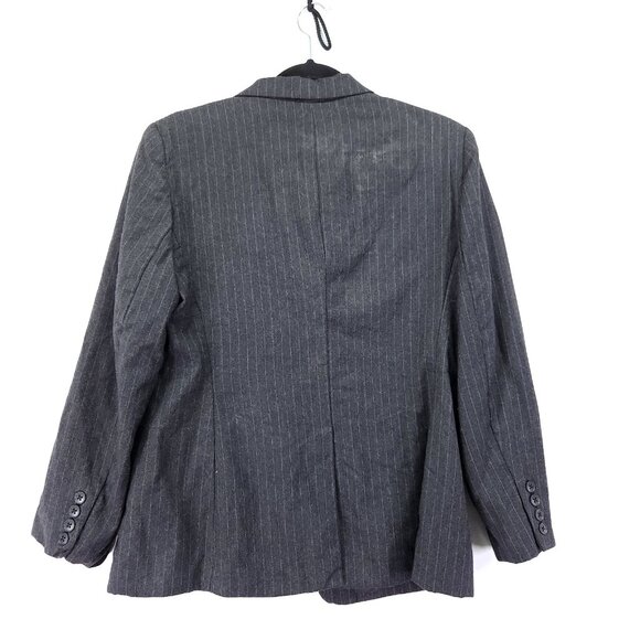 Lauren Ralph Lauren Wool Blazer Size 12P Womens Jacket Gray Pinstriped - Picture 2 of 13